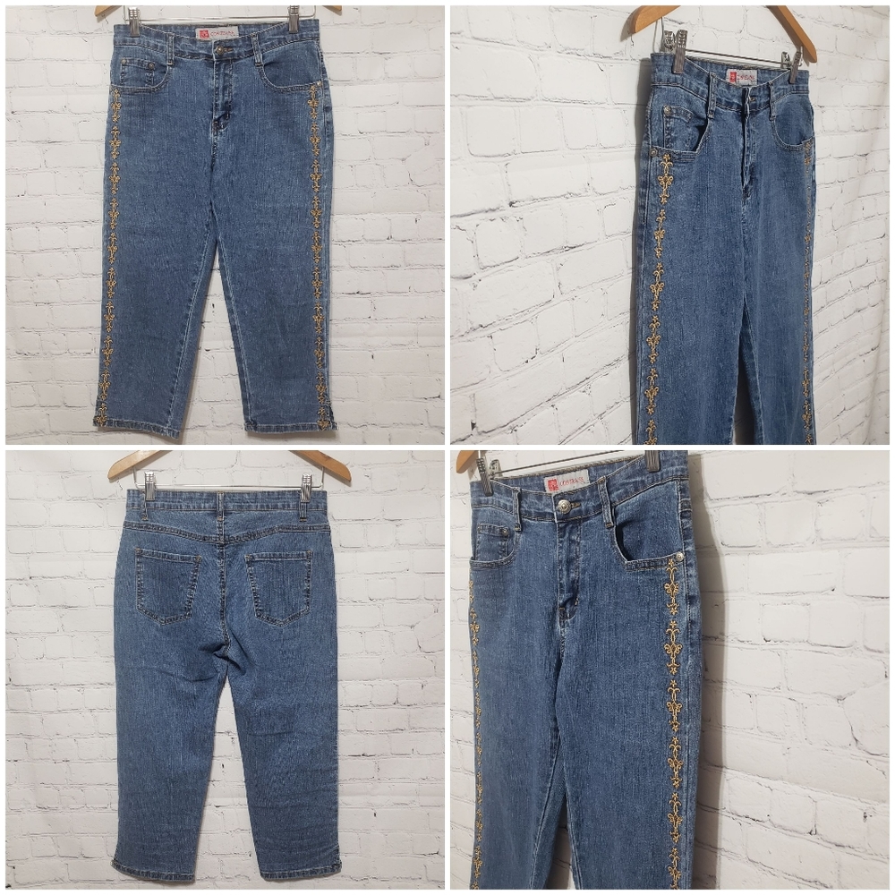 COS Jeans Sz 4 Embroidered Capri Jeans - Picture 10 of 11